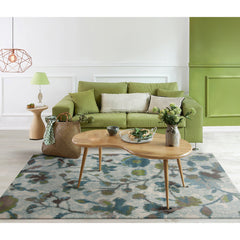 Area Rug, 5' 3" x 7' 7" with Teal Abstract Pattern
