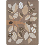 Area Rug, 5'4" x 7'8" in Brown Floral Pattern