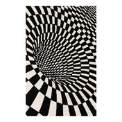 Area Rug, 5 ft 1 in x 8 ft, Black and White with Wool and Cotton