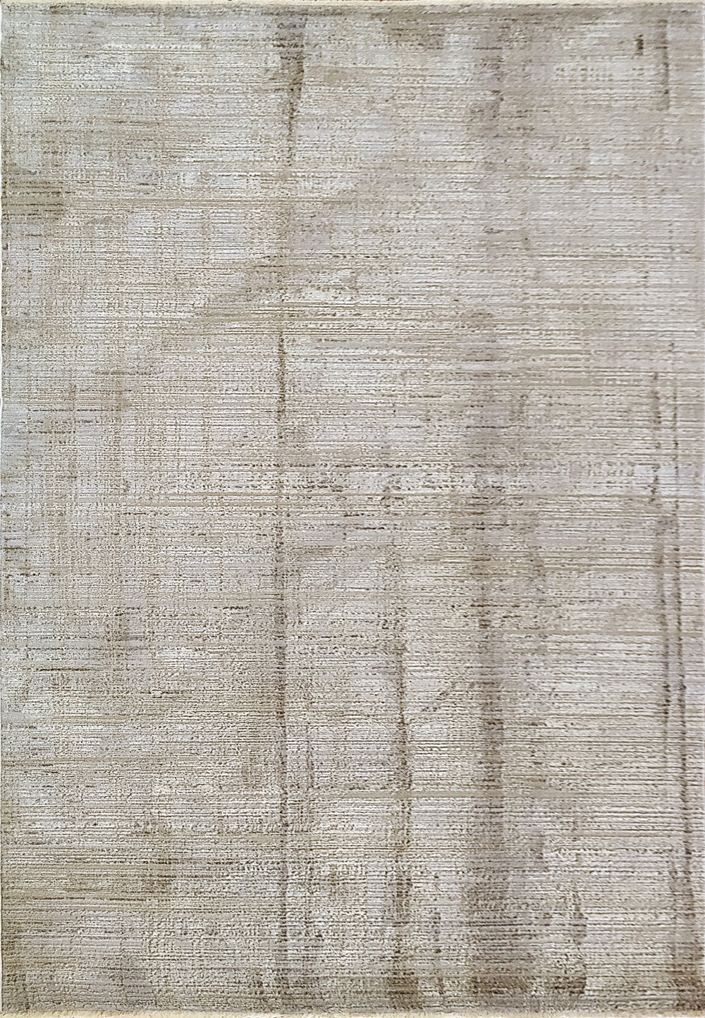 Area Rug, 5 ft 3 in x 7 ft 7 in, Polyester with Ivory, Beige and Silver Abstract