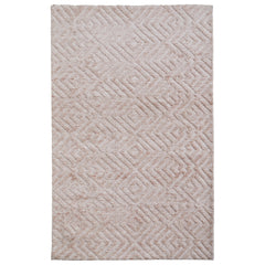 Area Rug, 5 Ft by 8 Ft with Blush Pink Geometric Pattern