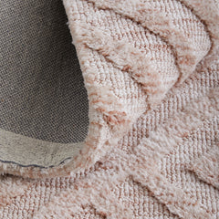 Area Rug, 5 Ft by 8 Ft with Blush Pink Geometric Pattern