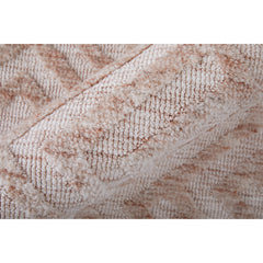 Area Rug, 5 Ft by 8 Ft with Blush Pink Geometric Pattern
