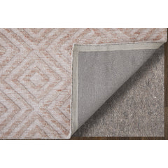 Area Rug, 5 Ft by 8 Ft with Blush Pink Geometric Pattern