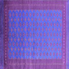 Area Rug, 5 Ft Square, Purple Chenille in Oriental Pattern