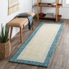 Area Rug, 5 ft x 7 ft 6 in, Hand-Tufted Wool in Blue and Gray