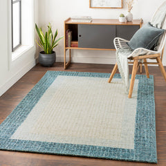 Area Rug, 5 ft x 7 ft 6 in, Hand-Tufted Wool in Blue and Gray