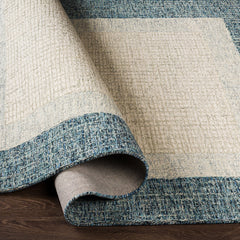 Area Rug, 5 ft x 7 ft 6 in, Hand-Tufted Wool in Blue and Gray
