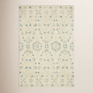 Area Rug, 5 ft x 7 ft 6 in, Wool in Gray/Ivory/White/Beige