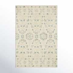Area Rug, 5 ft x 7 ft 6 in, Wool in Gray/Ivory/White/Beige