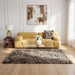 Area Rug, 5 ft x 7 ft in Brown and Black Leopard Print
