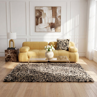 Area Rug, 5 ft x 7 ft in Brown and Black Leopard Print