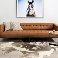 Area Rug, 5 ft x 7 ft, Warm Brown Hide with Animal Print Pattern