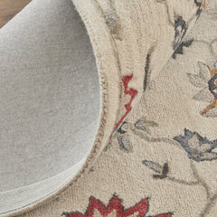 Area Rug, 5 Ft x 8 Ft, Bleached Sand with Floral Pattern