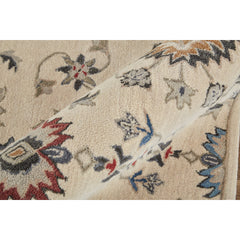 Area Rug, 5 Ft x 8 Ft, Bleached Sand with Floral Pattern