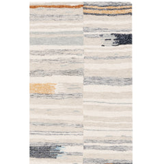 Area Rug, 5 Ft x 8 Ft, Gray and Ivory with Wool and Cotton