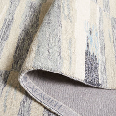 Area Rug, 5 Ft x 8 Ft, Gray and Ivory with Wool and Cotton