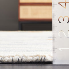 Area Rug, 5 Ft x 8 Ft, Gray and Ivory with Wool and Cotton