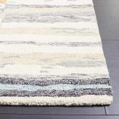 Area Rug, 5 Ft x 8 Ft, Gray and Ivory with Wool and Cotton