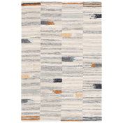 Area Rug, 5 Ft x 8 Ft, Gray and Ivory with Wool and Cotton
