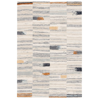Area Rug, 5 Ft x 8 Ft, Gray and Ivory with Wool and Cotton
