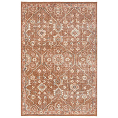 Area Rug, 5 ft x 8 ft, Hand-Knotted Wool in Terracotta