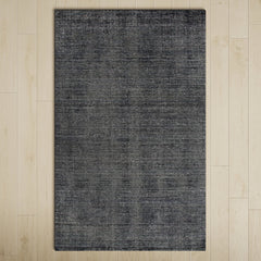 Area Rug, 5 ft x 8 ft in Black Wool and Viscose