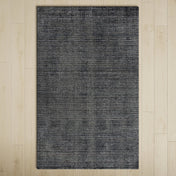 Area Rug, 5 ft x 8 ft in Black Wool and Viscose