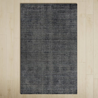 Area Rug, 5 ft x 8 ft in Black Wool and Viscose