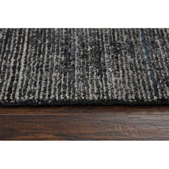 Area Rug, 5 ft x 8 ft in Black Wool and Viscose