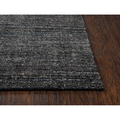 Area Rug, 5 ft x 8 ft in Black Wool and Viscose