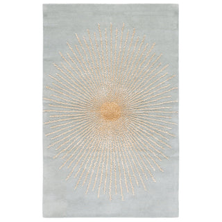Area Rug, 5 ft x 8 ft in Hand Woven Viscose and Wool