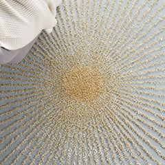 Area Rug, 5 ft x 8 ft in Hand Woven Viscose and Wool