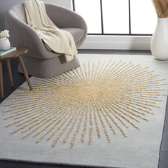 Area Rug, 5 ft x 8 ft in Hand Woven Viscose and Wool