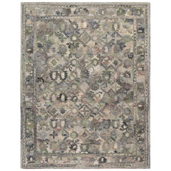 Area Rug, 5 ft x 8 ft, Polyester in Green and Beige
