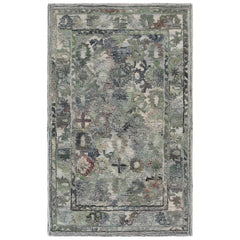 Area Rug, 5 ft x 8 ft, Polyester in Green and Beige