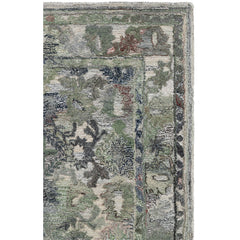 Area Rug, 5 ft x 8 ft, Polyester in Green and Beige