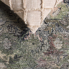 Area Rug, 5 ft x 8 ft, Polyester in Green and Beige