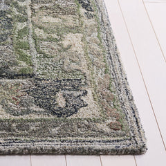 Area Rug, 5 ft x 8 ft, Polyester in Green and Beige