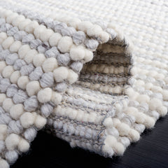 Area Rug, 5 ft x 8 ft with Ivory/Light Gray Stripes