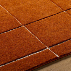 Area Rug, 5 ft x 8 ft, Wool in Orange and White