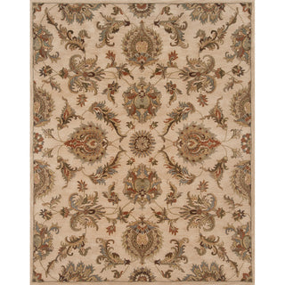 Area Rug, 5' x 7'6", Beige Wool with Oriental Pattern