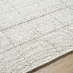 Area Rug, 5' x 7'6" in Ivory Hand-Woven Wool
