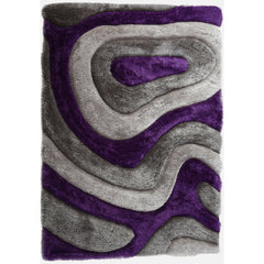 Area Rug, 5' x 7' Rectangle, Gray Polyester with Cotton Backing
