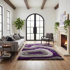 Area Rug, 5' x 7' Rectangle, Gray Polyester with Cotton Backing