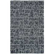 Area Rug, 5' x 8', Black Wool with Geometric Pattern