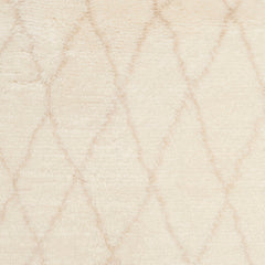 Area Rug, 5 x 8 ft, Beige and Ivory Hand-Woven Wool with Geometric Pattern