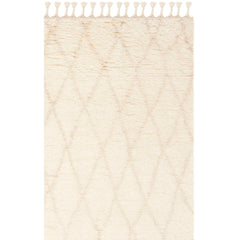 Area Rug, 5 x 8 ft, Beige and Ivory Hand-Woven Wool with Geometric Pattern