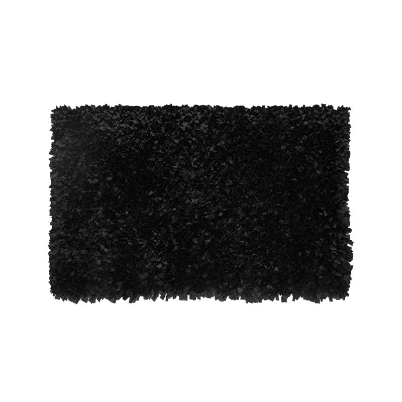 Area Rug, 5 x 8 ft, Black with Cotton and Polyester Pile