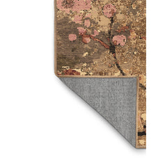 Area Rug, 5 x 8 ft, Floral Chenille in Red, Brown and Black